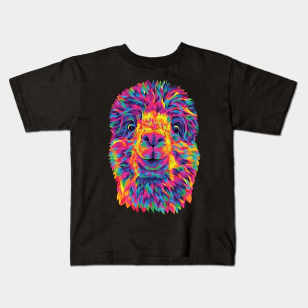 Silly Rainbow Alpaca Kids T-Shirt by polliadesign